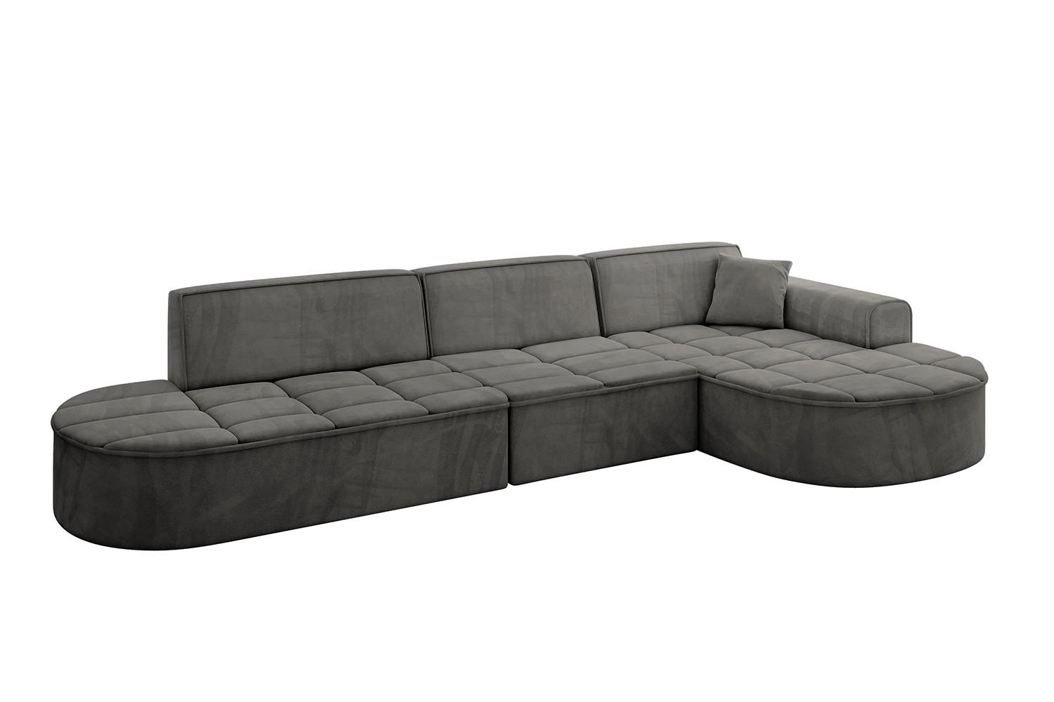 ECKSOFA Ottomane Rechts TARO-L2 - 328x171x79,5 cm Dunkelgrau - Dunkelgrau, Holzwerkstoff/Textil (328/171cm) - ALTDECOR