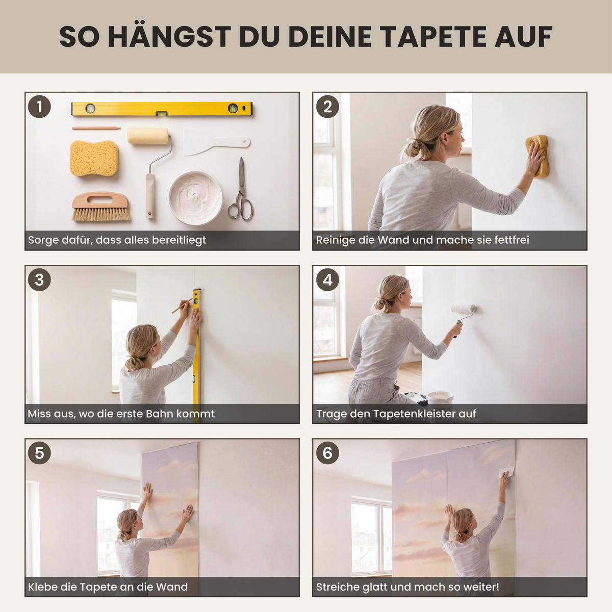 TAPETE - Strand - Brandung - Wolken - 100x280 cm - Hellrosa, Papier (100/280cm) - OnlyWow