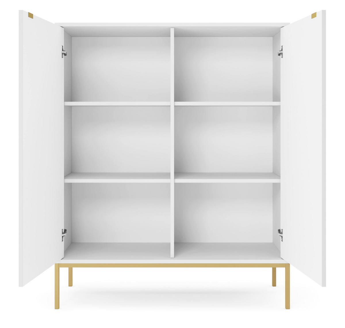 HIGHBOARD Vellore Weiß mit goldenen Metallbeinen 104 cm - Goldfarben/Weiß, Holzwerkstoff/Metall (104/125/39cm) - Selsey
