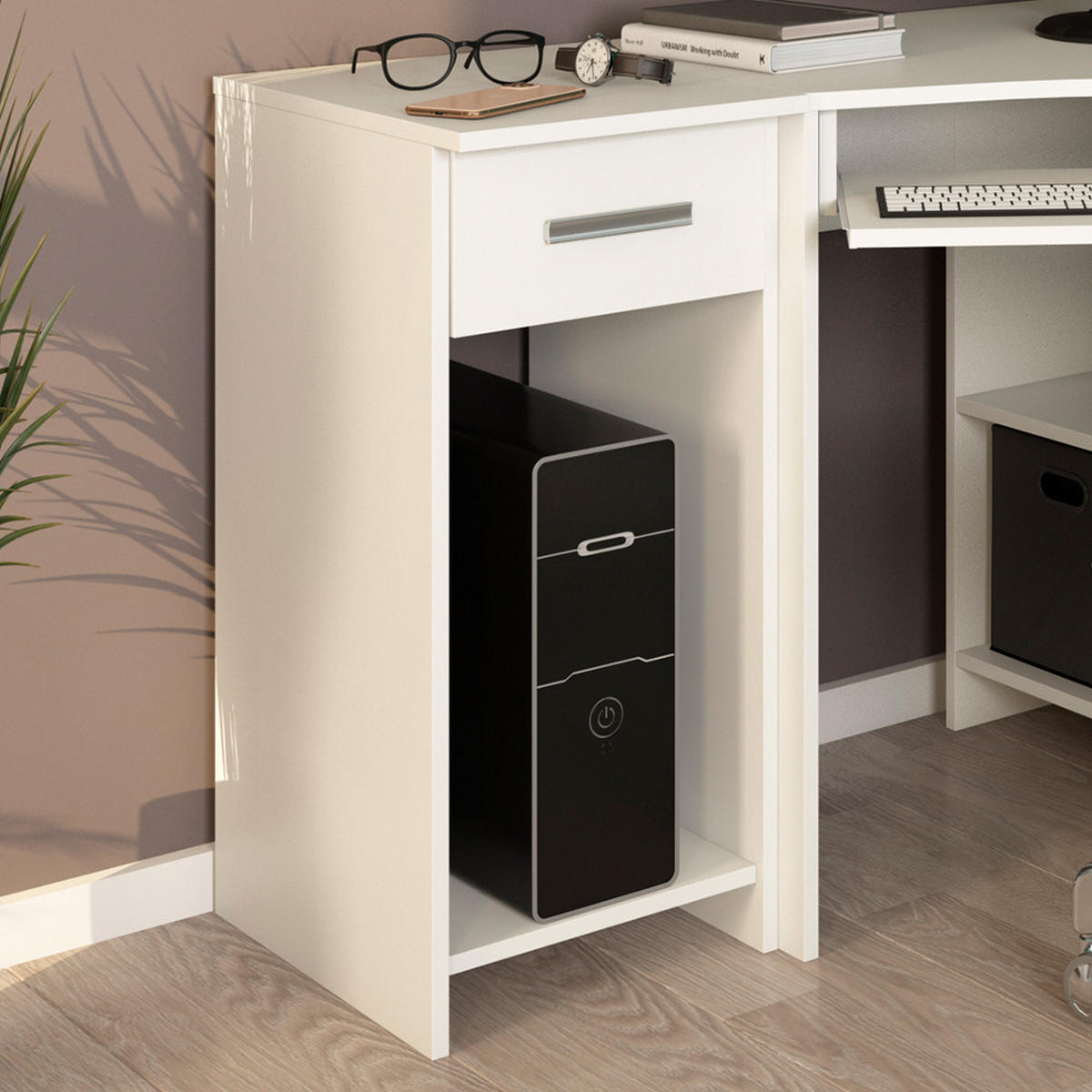 PC-SCHRANK Odin Weiß 35.1 x 45 cm - Weiß, Holzwerkstoff (45/35.1/77cm) - Vicco