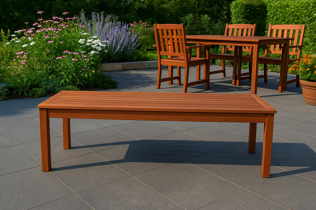 HOCKERBANK Solano 120 cm - 2-Sitzer - Eukalyptus - Braun, Holz (120/45/40cm) - TPFGarden
