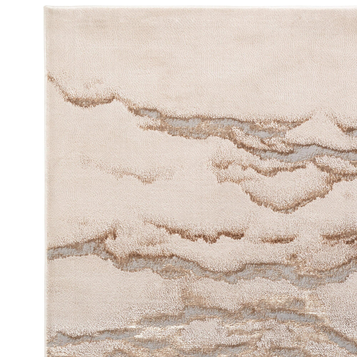 TEPPICH Velours-Metallic Marmoroptik Hochglanz COMO-Lenno, Gold 120x170 cm - Goldfarben, Textil (120/170cm) - KADIMA DESIGN
