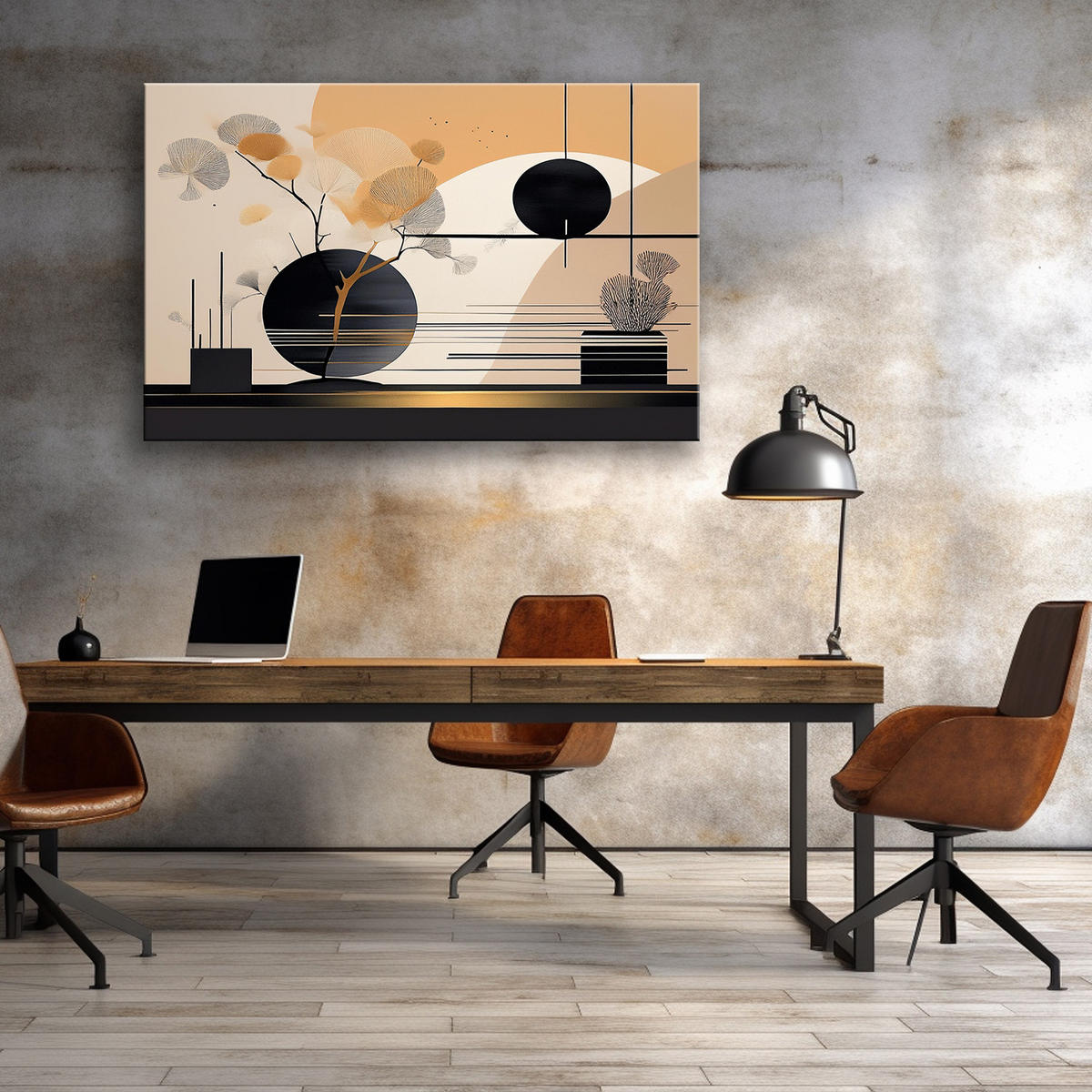 WANDBILD abstrakte formen - Beige, Textil (60/40cm) - Feeby