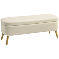 AUFBEWAHRUNGSBANK DE-07224 mit Teddy-Fleece und 65 L Stauraum Beige - Beige, Holz/Textil (42/45/120cm) - ComfortXL