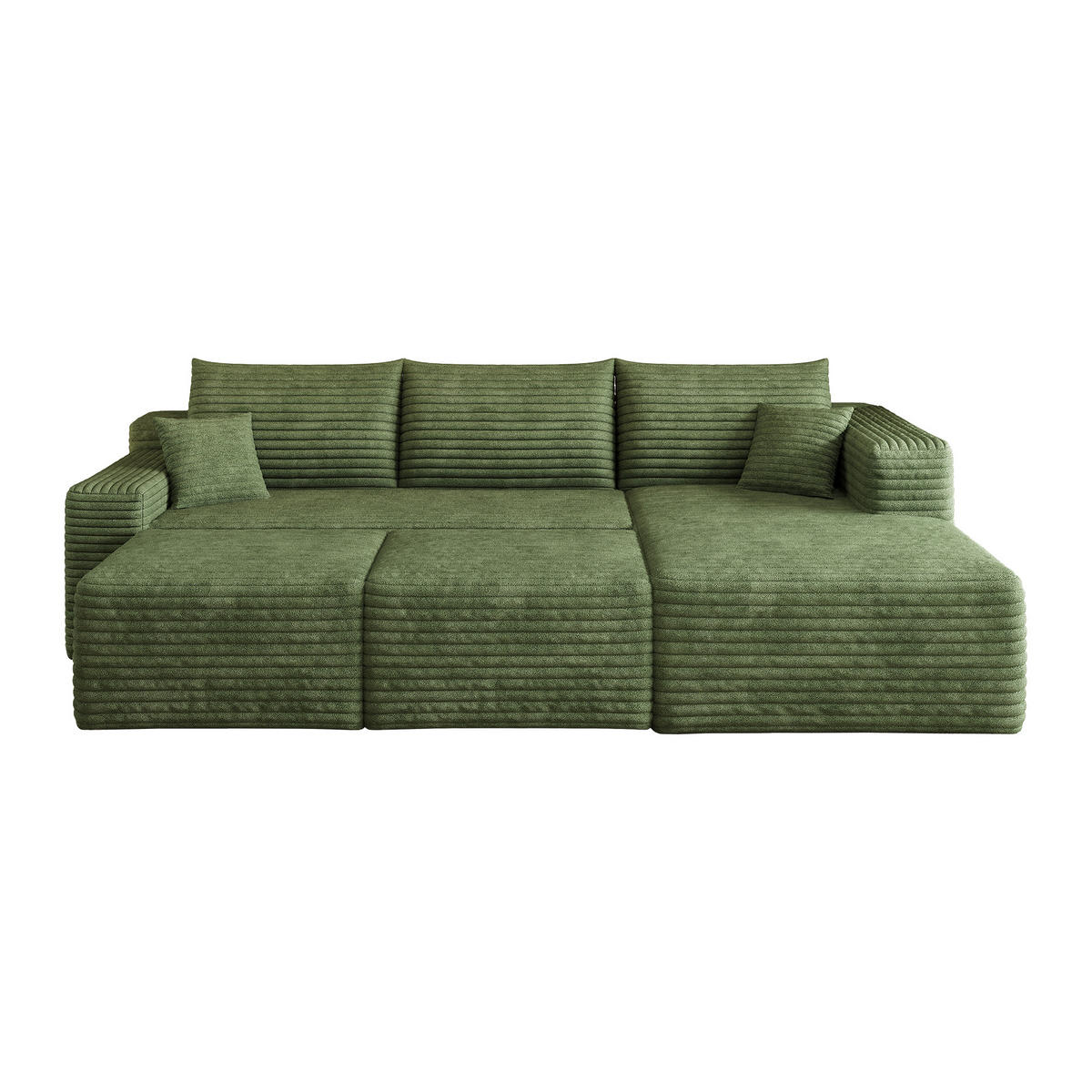 WOHNLANDSCHAFT Cord Grün ohne Montage - Grün, Textil (241/58/151cm) - WISHDOR