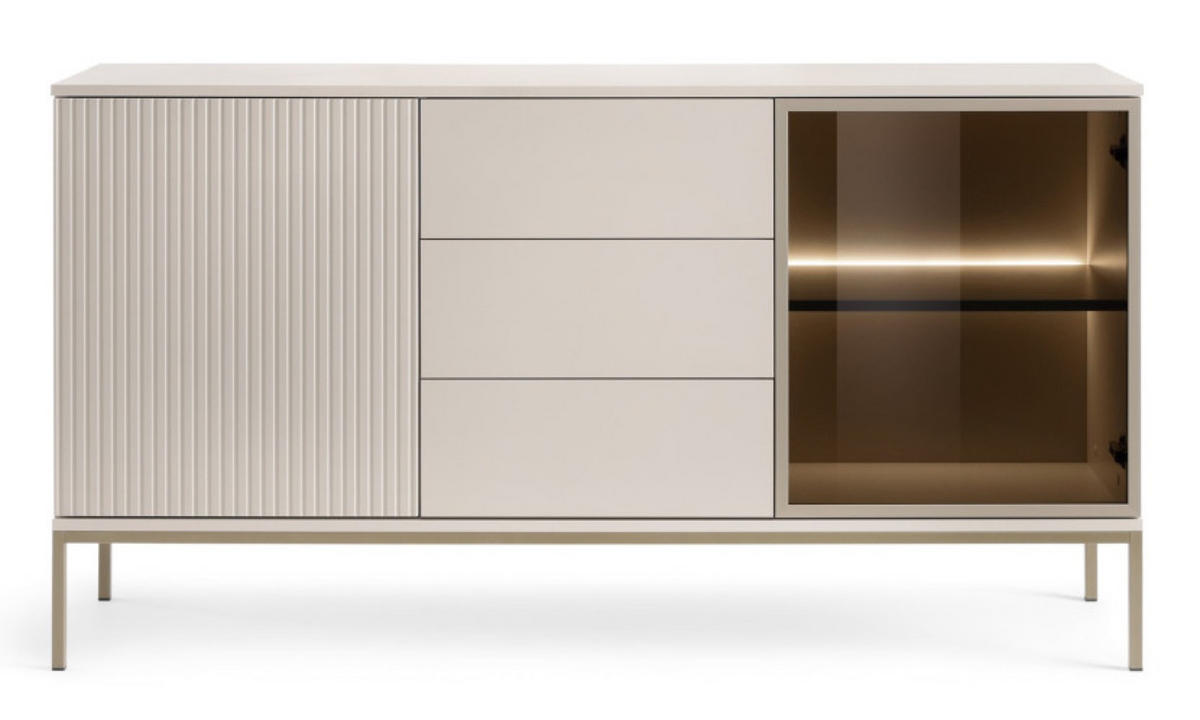 KOMMODE Kaschmir SANTI Mit Lamellen KSZ154 - Kaschmir/Beige, Holzwerkstoff (154/83/39cm) - Sepro Meble