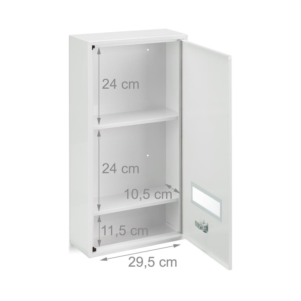 MEDIZINSCHRANK - Weiß, Metall (30/60/12cm) - Relaxdays
