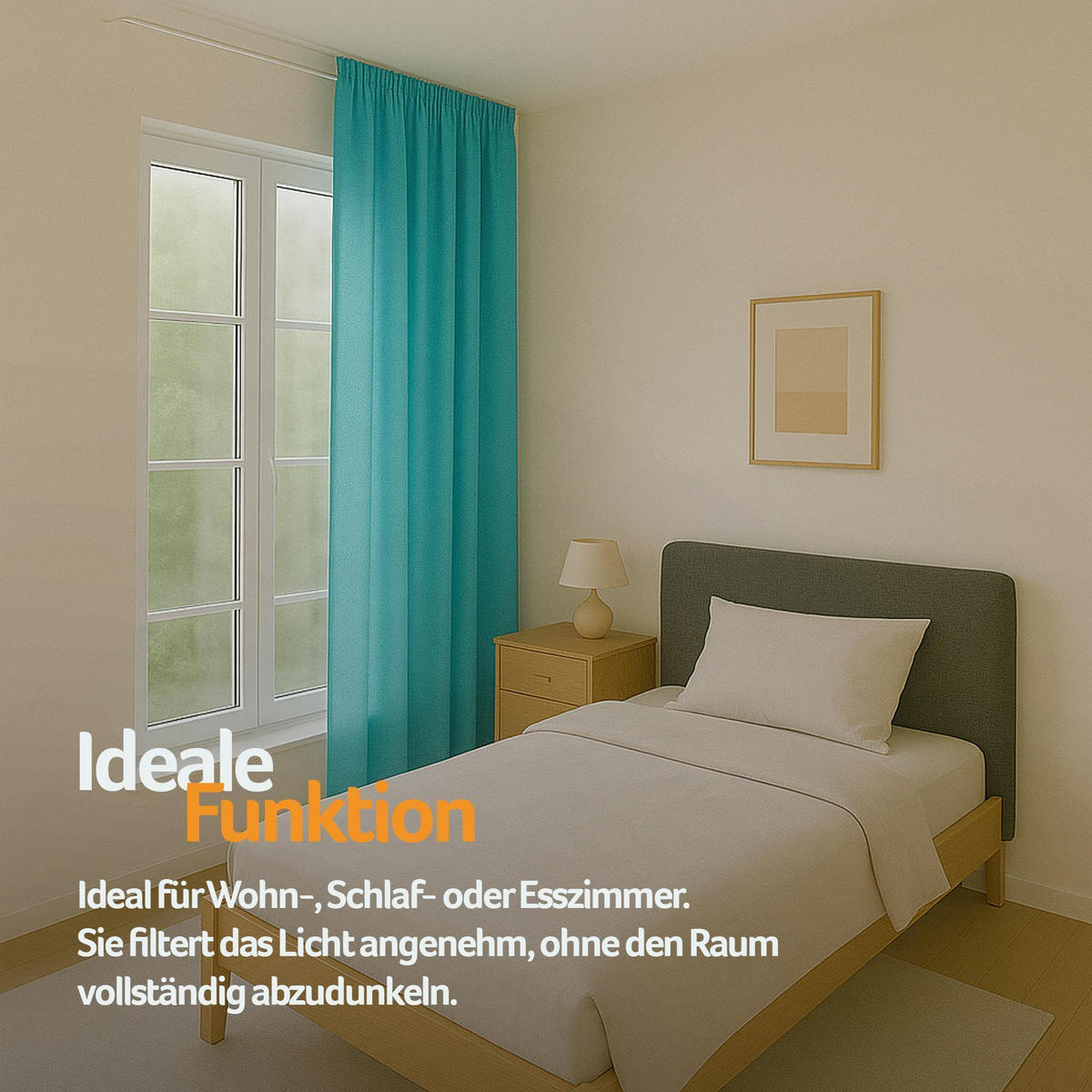 FERTIGVORHANG blickdicht 140x175 cm Universalband Türkis - Türkis, Textil (140/175cm) - Bestlivings