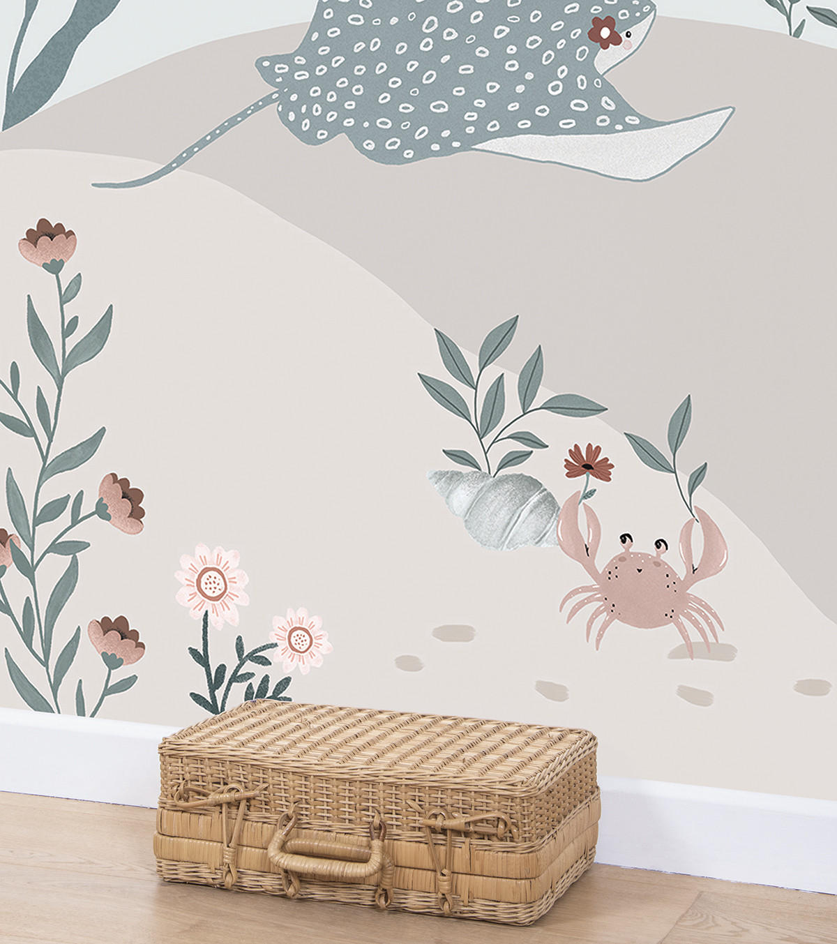 PANORAMA VLIESTAPETE Ocean field 4 m x 248 cm, blau/rosa - Blau/Pastellblau, Papier (248/400cm) - Lilipinso
