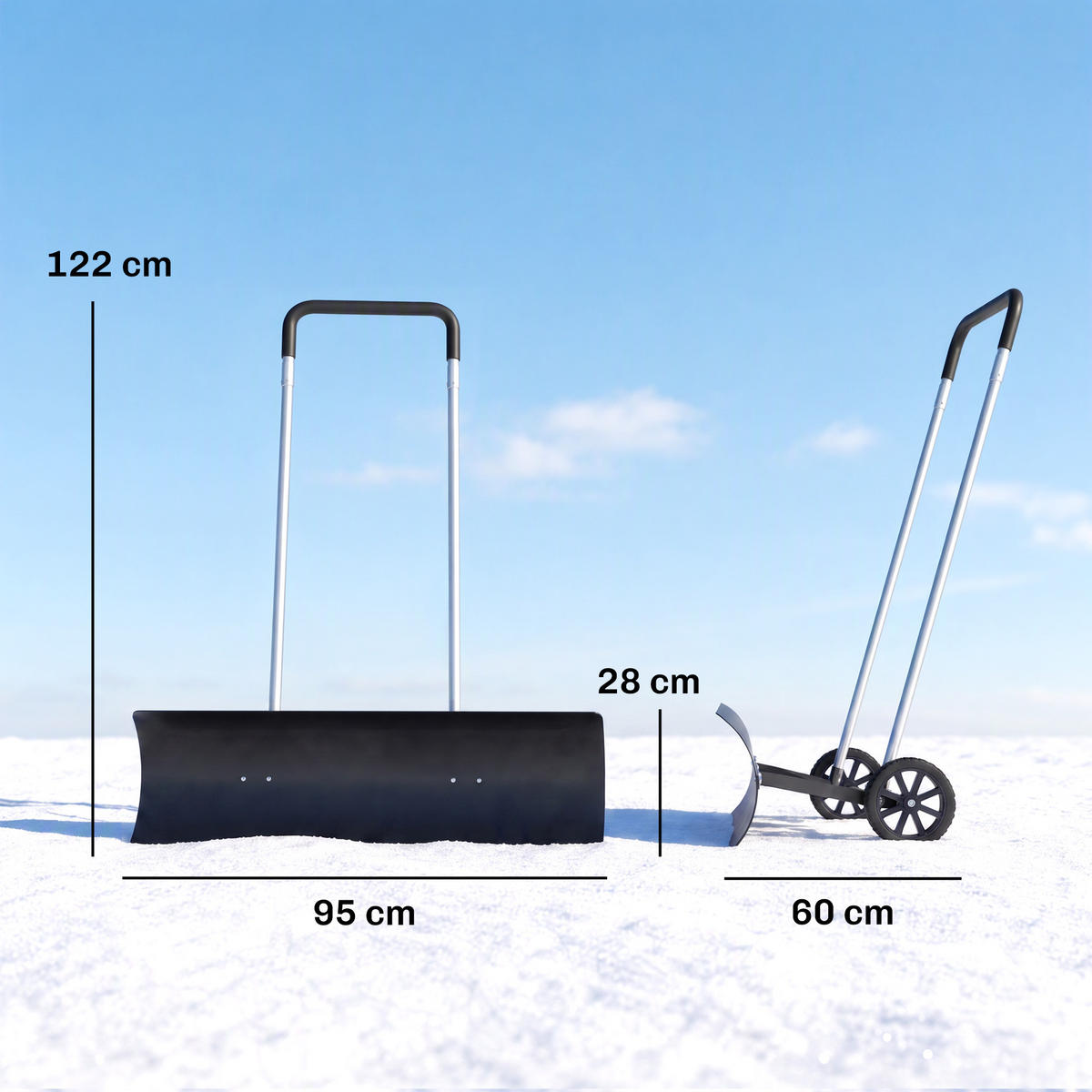 SCHNEESCHAUFEL Aluminium Schwarz - Schwarz, Metall (60/122/95cm) - Outsunny