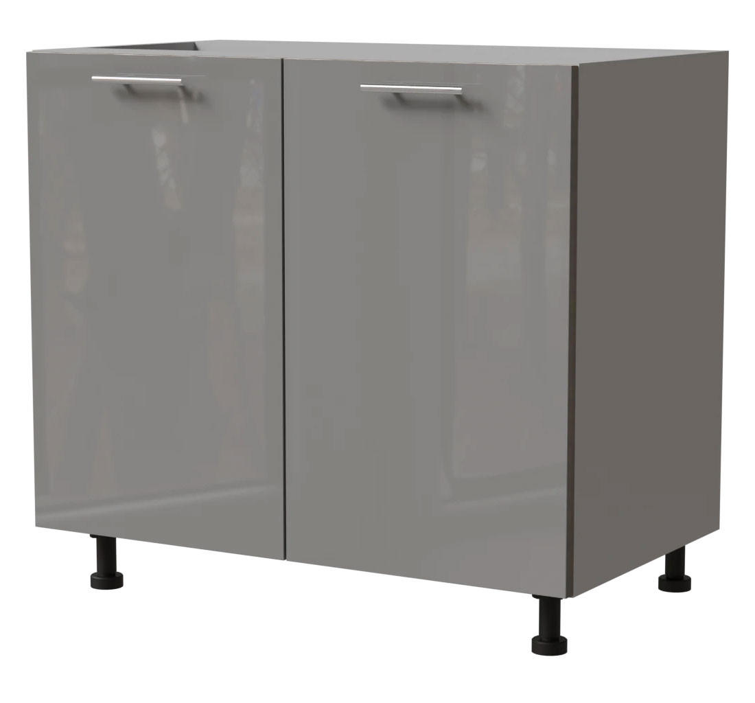 KÜCHENUNTERSCHRANK Essen D11/90 Grau Hochglanz / Grau Matt 90 / 50 / 82cm - Grau, Holz/Holzwerkstoff (90/82/50cm) - Feldmann-Wohnen