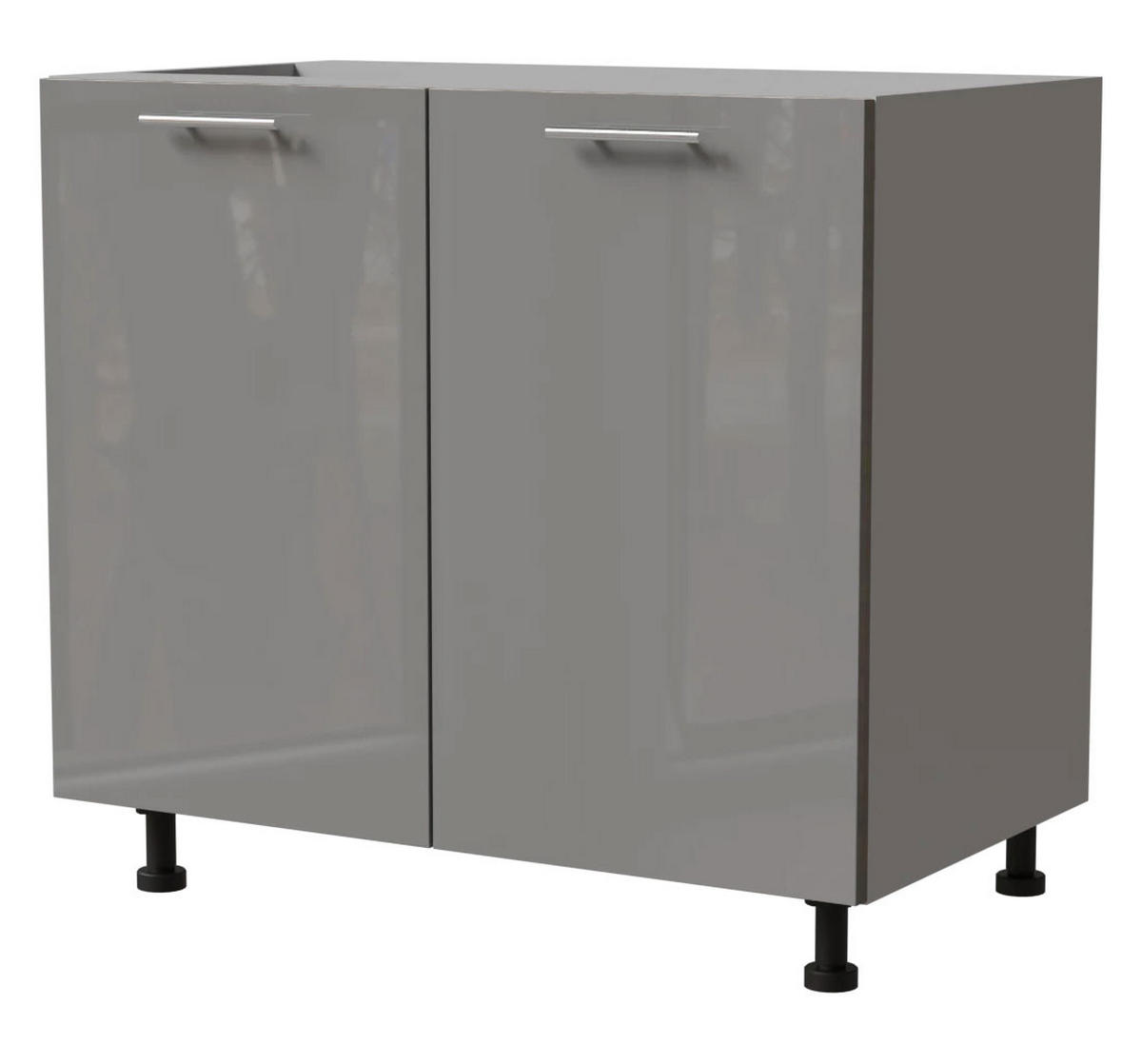 KÜCHENUNTERSCHRANK Essen D11/90 Grau Hochglanz / Grau Matt 90 / 50 / 82cm - Grau, Holz/Holzwerkstoff (90/82/50cm) - Feldmann-Wohnen