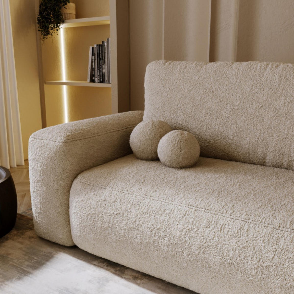 SOFA Hellbeige ILO Mit Schlaffunktion Und Bettkasten - Beige, Textil (190/94/110cm) - Sepro Meble