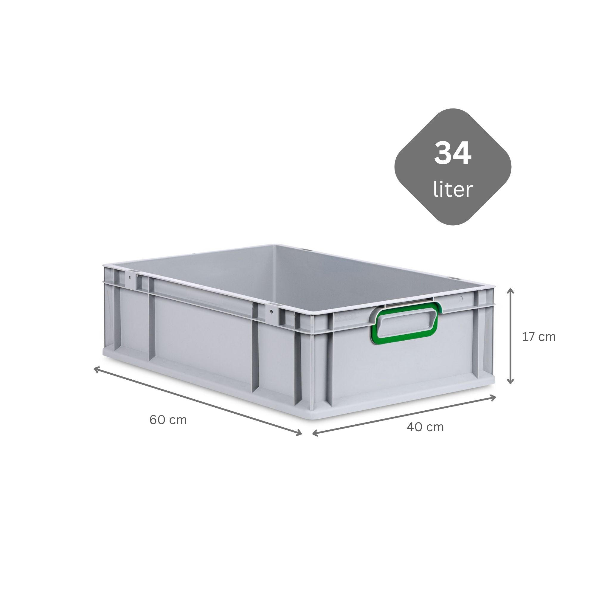 EUROBOX 5x Nextgen Color 17x40x60cm 34 Liter Griffe Grün Geschlossen - Grün, Kunststoff (40/17/60cm) - PROREGAL