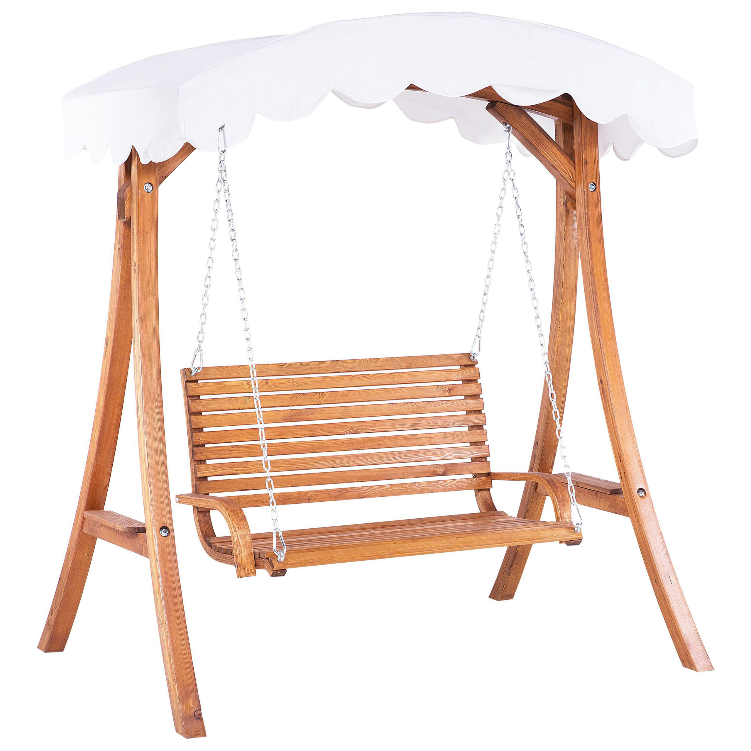 VRTNA LJULJAČKA ariševo drvo tamnosmeđi krov za sunce bež Andria - tamno smeđa, tekstil (164/188/128cm) - Beliani