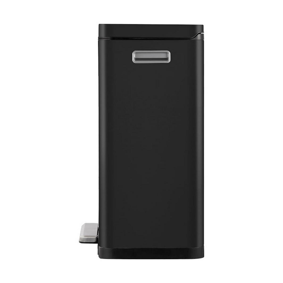MÜLLEIMER Stilvoller Rechteckiger Mit Extra Breitem Pedal & Gedämpften Stay Open Deckel 65,2 x 43,3 x 33,4 cm 45 Liter Schwarz - Schwarz, Metall (43.3/65.2/33.4cm) - PROREGAL