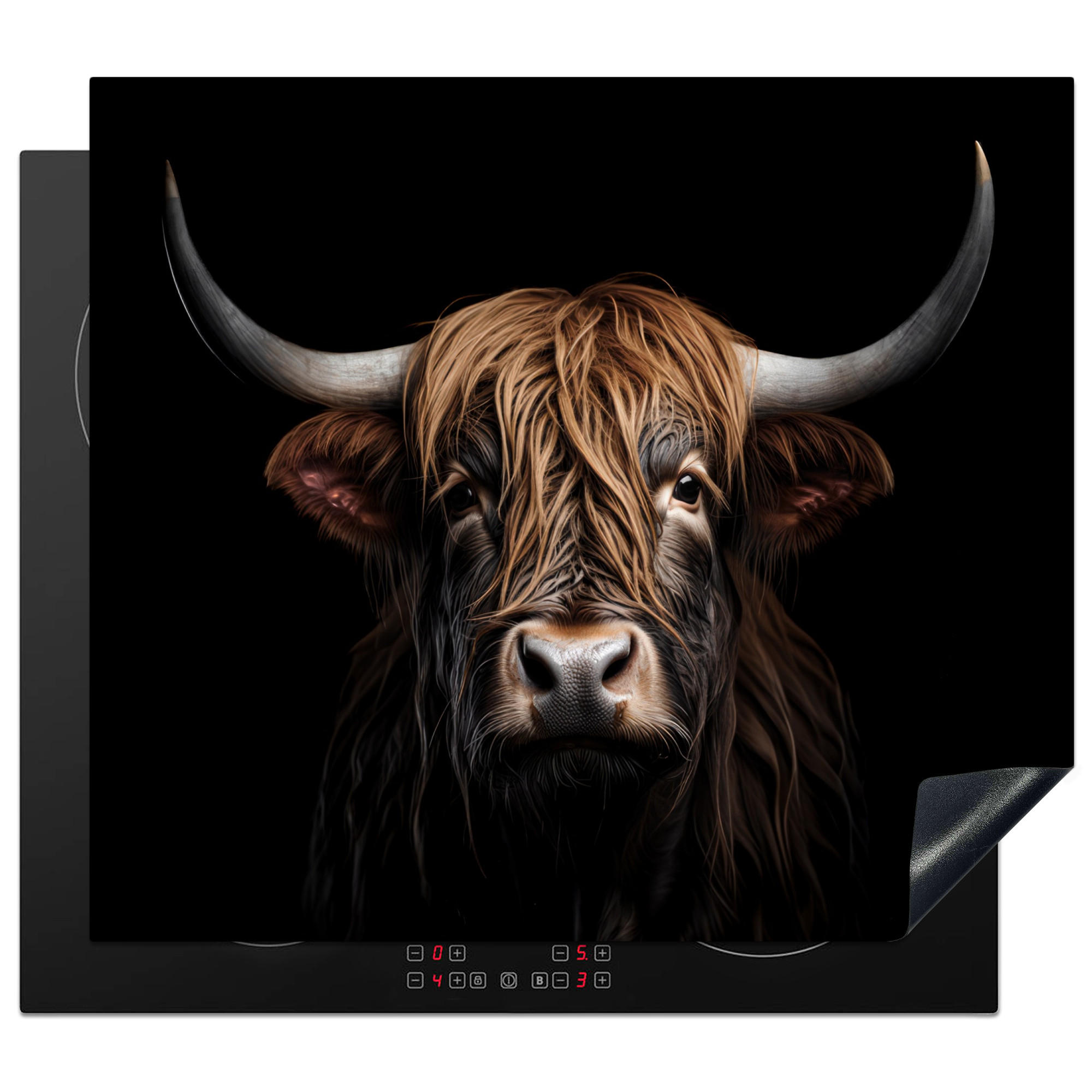 MuchoWow KRYT NA INDUKČNÍ DESKU Skotský horal - Portrét - Černá - Zvíře 57.6x51.6 cm