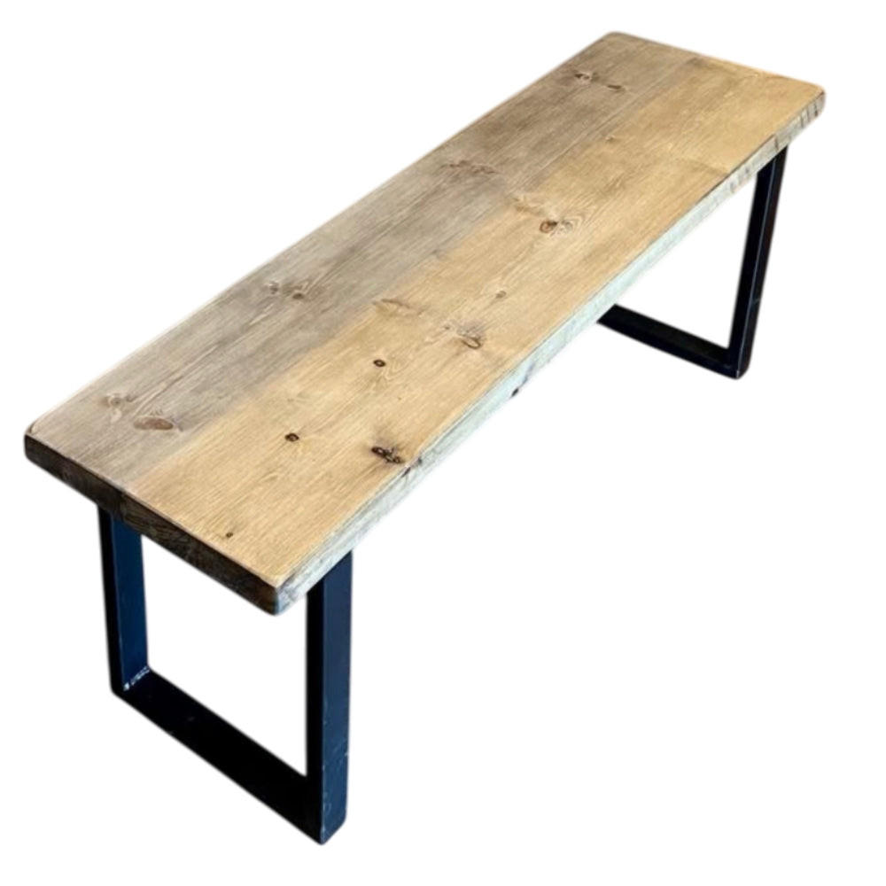 BANK Schlank - Mittlere Eiche - 90/35/46 cm - Zinkfarben/Schwarz, Holz (35/46/35cm) - TRL Handmade Furniture