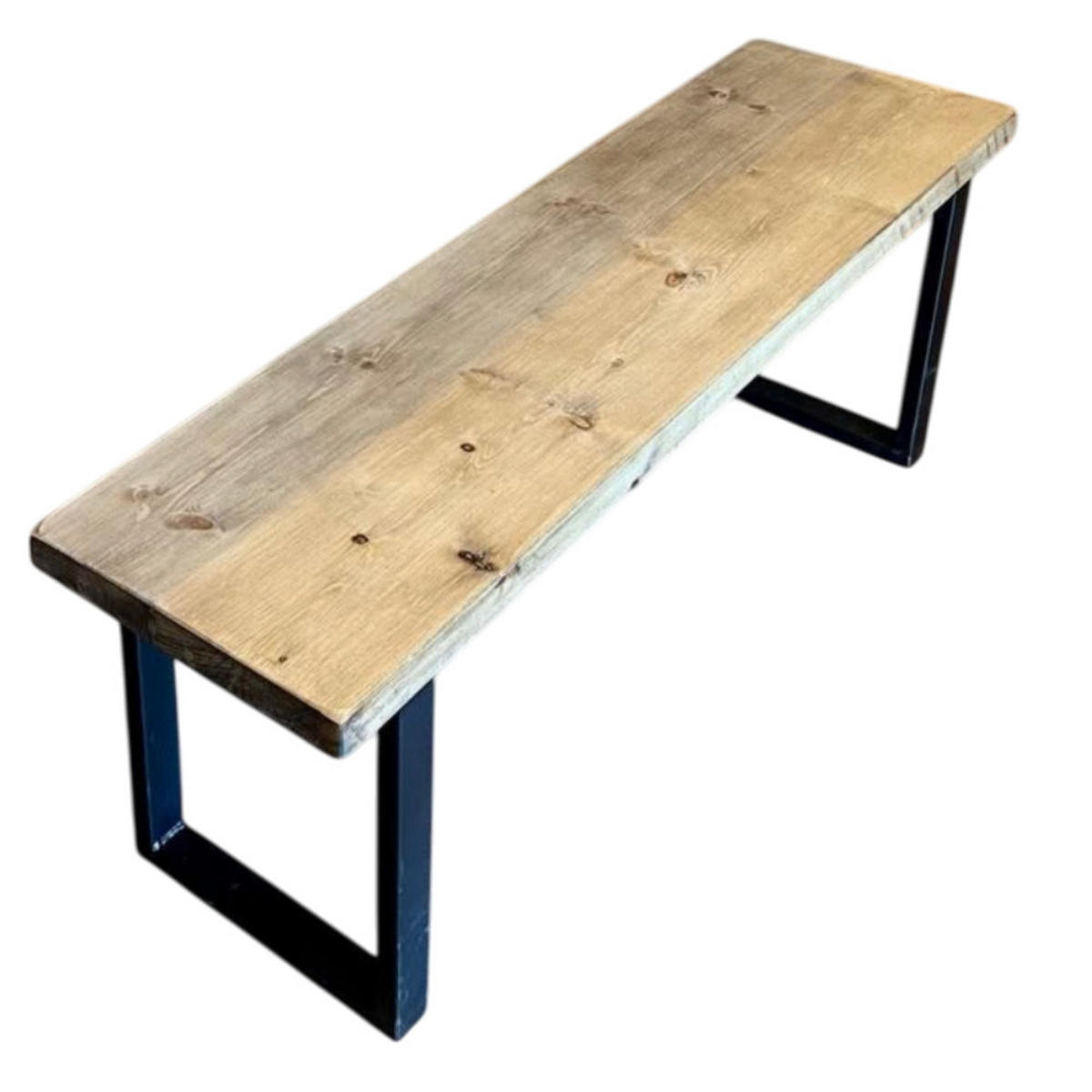 BANK Schlank - Mittlere Eiche - 90/35/46 cm - Zinkfarben/Schwarz, Holz (35/46/35cm) - TRL Handmade Furniture