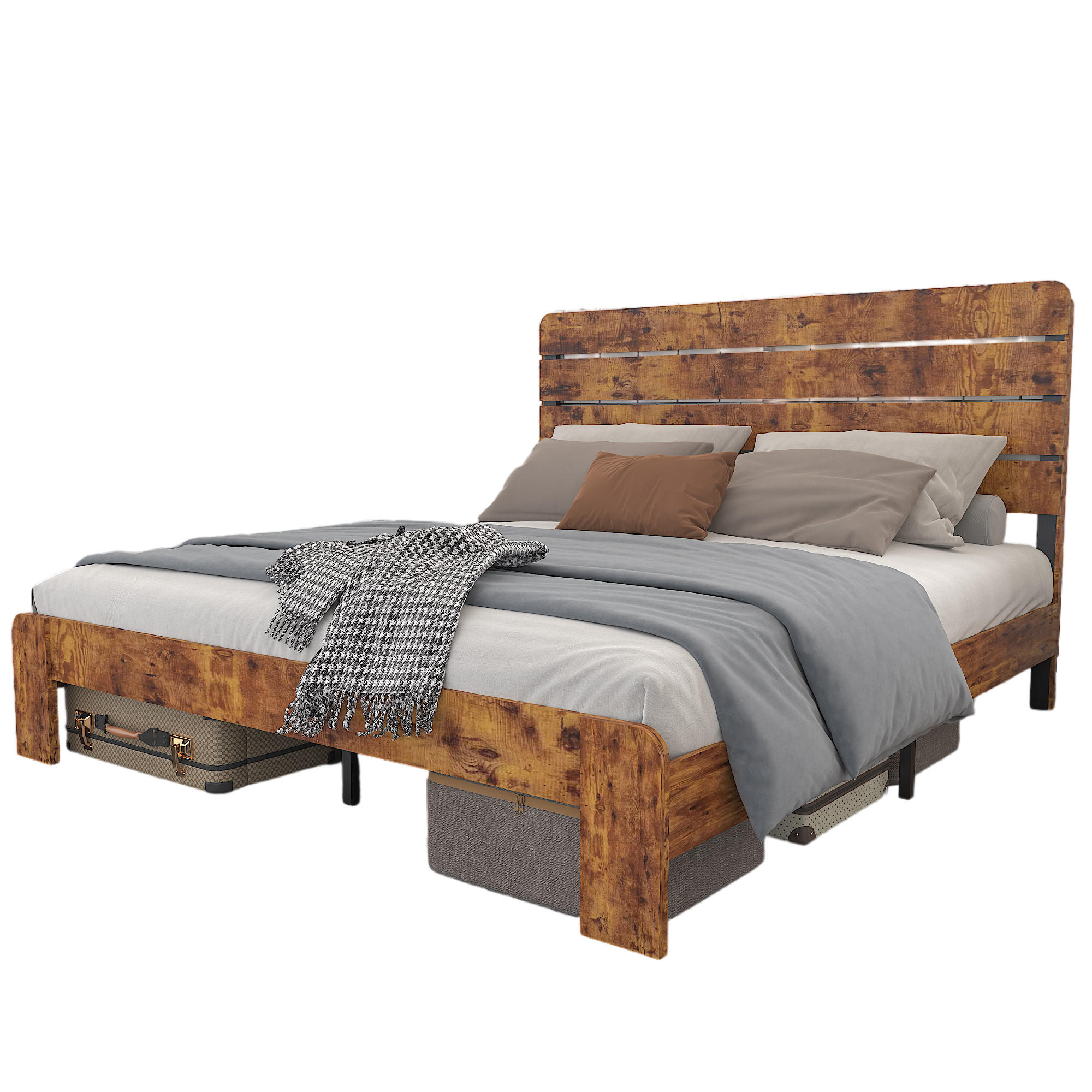 BETT 140/200 cm DE-35539 mit hohem Kopfteil Antikbraun - Braun, Holzwerkstoff (140/200cm) - ComfortXL