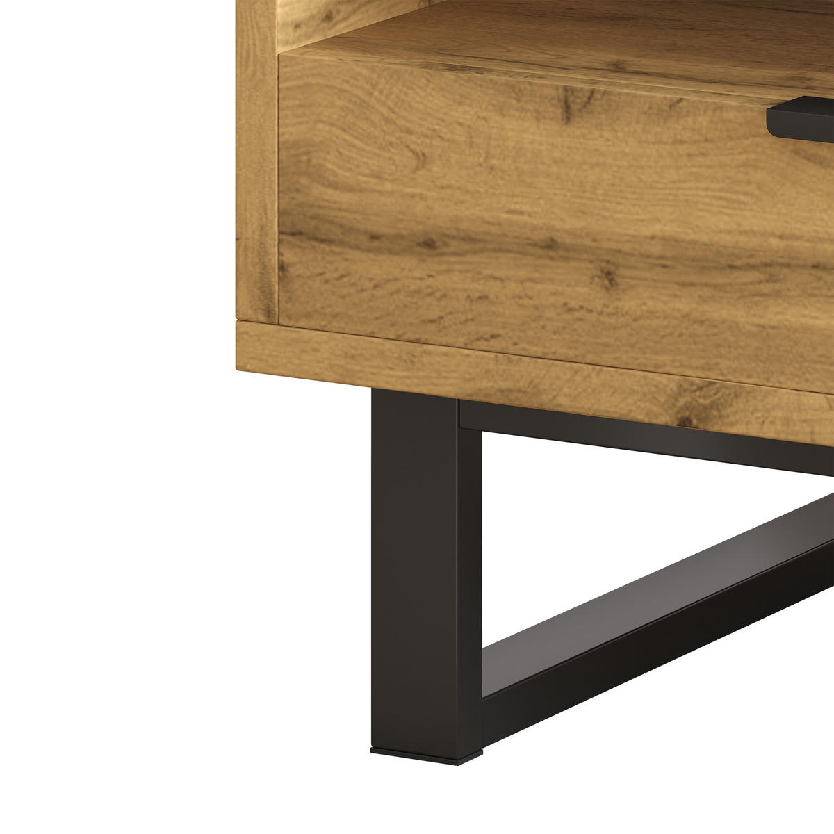 COUCHTISCH 100/50/40 cm schwarz und natur mit 3 Fächern und Schublade - Naturfarben, Holzwerkstoff (100/50/40cm) - OKWISH