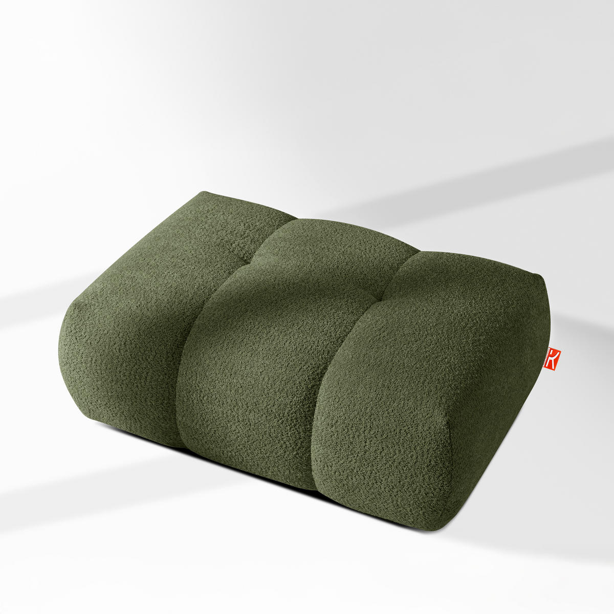 POUF LIRA, Olivgrün, Bouclé - Olivgrün, Holz/Holzwerkstoff (96/43/50cm) - KONSIMO®