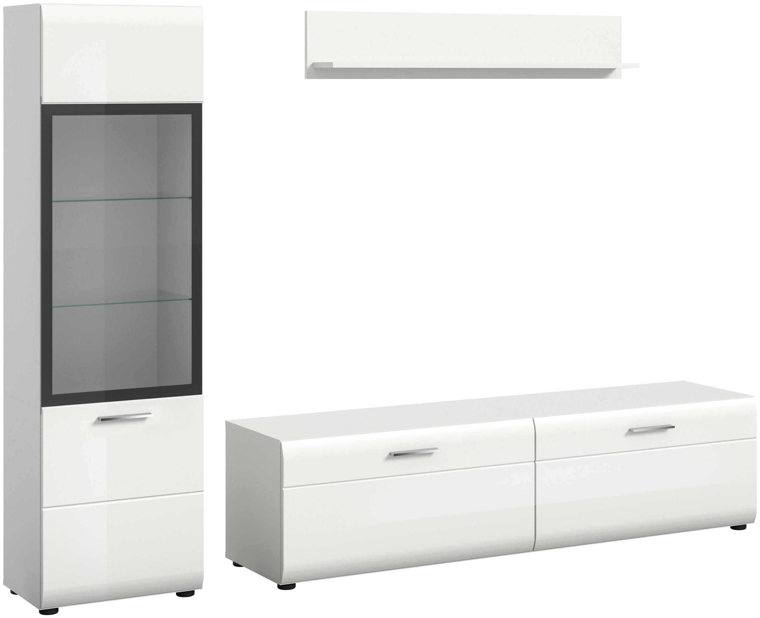 WOHNWAND Ice weiß hochglanz 220/160/41 cm - Weiß, Holzwerkstoff (220/160/41cm) - Xonox