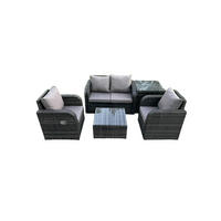 LOUNGESOFA-SET Polyrattan Dunkelgrau 4-Sitzer - Dunkelgrau, Metall - Fimous