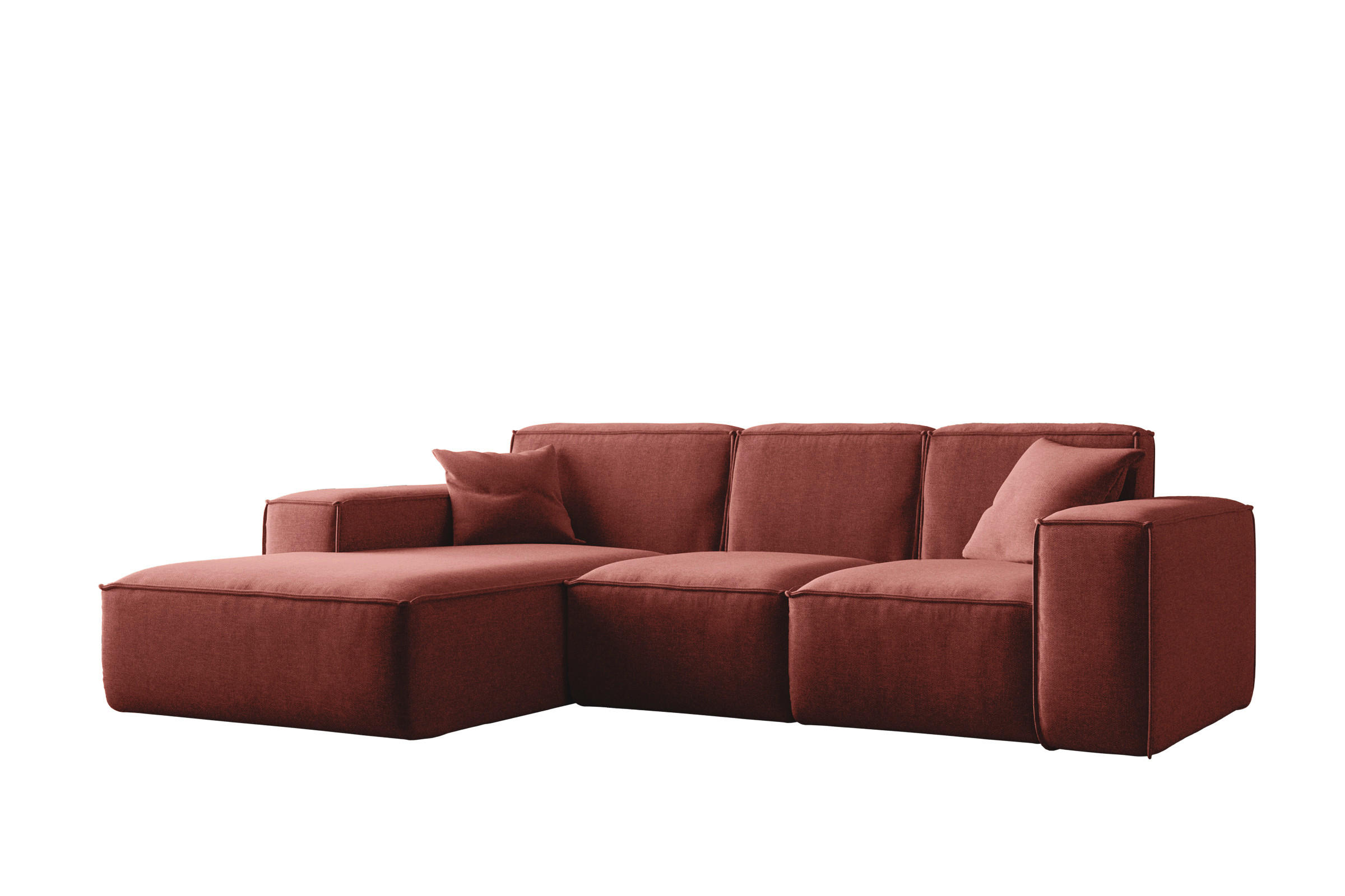 ECKSOFA L-Form Siena Stoff Maloy Kirsche Links - Kirschrot, Holz (165/266cm) - Kaiser Möbel