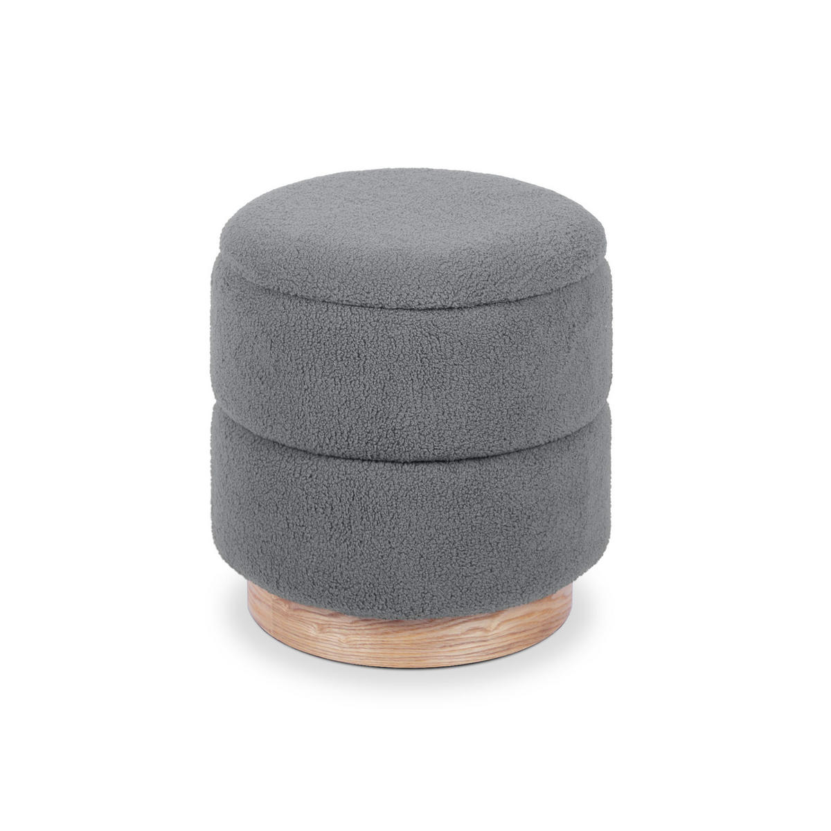 TRUHENHOCKER Roméo aus grauem Frotteestoff - Grau, Holzwerkstoff/Textil (37/42/37cm) - Sicaan