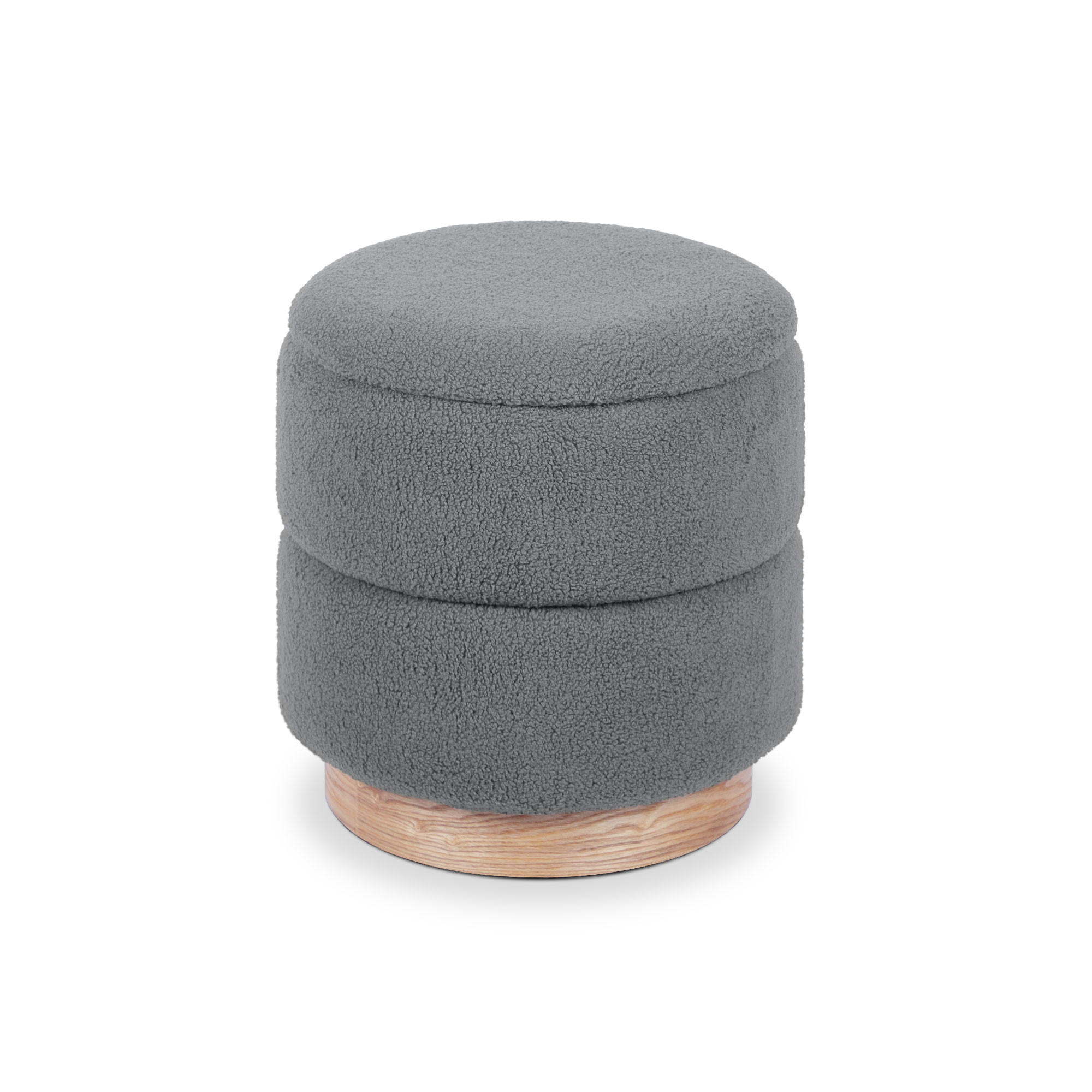 Thumbnail - Sicaan Truhenhocker, Grau, Textil, Füllung: Polyurethan (Pur), Zylindrisch, 37x42x37 cm, Wohnzimmer, Hocker, Poufs