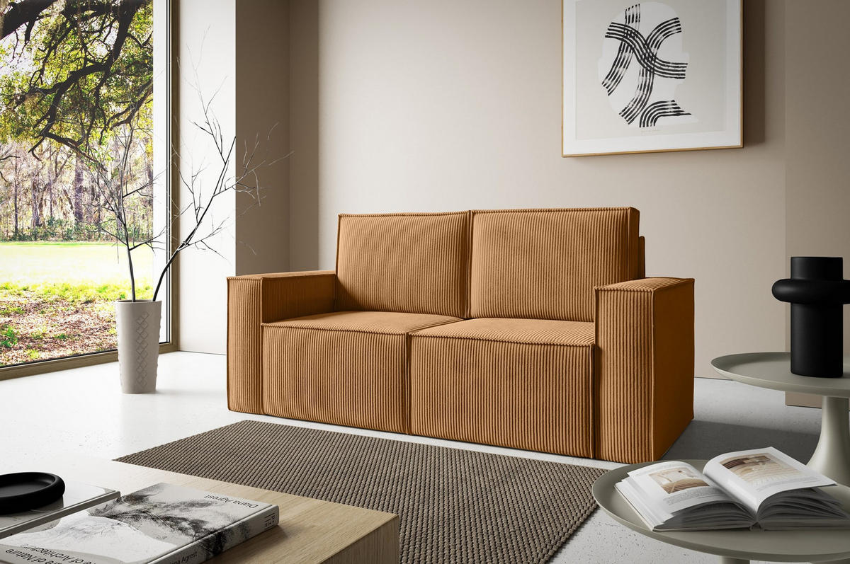 SOFA Orto Gelb, Zweisitzer Polstersofa - Gelb, Holzwerkstoff/Textil (178/93/82cm) - Bettso