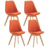 STUHL 4er Set Stoff orange - Eukalyptusholzfarben/Orange, Holz/Textil (49/83/50cm) - CLP