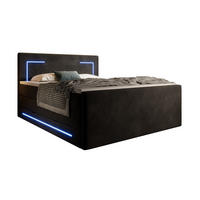BOXSPRINGBETT Monaco schwarz 180/200 cm H3/H4 Samt - Schwarz, Textil (180/200cm) - wonello