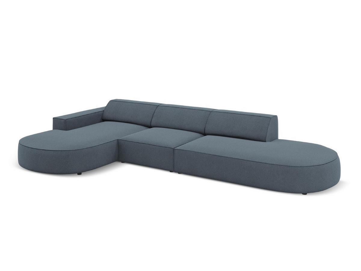 ECKSOFA links Jodie aus strukturiertem Stoff blau 4 Sitzplätze - Blau, Textil (166/342cm) - Micadoni