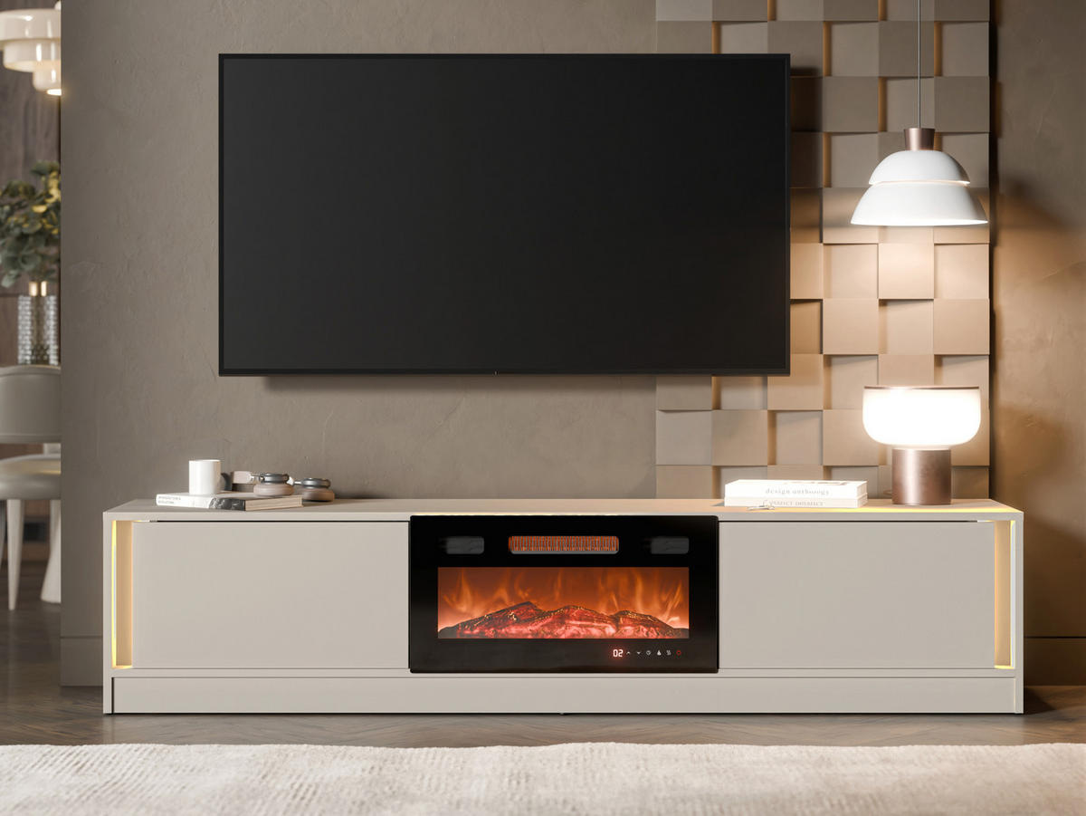 TV-LOWBOARD Mizu mit Kamin - Kaschmir, Holzwerkstoff (180/40/39cm) - MIRJAN24