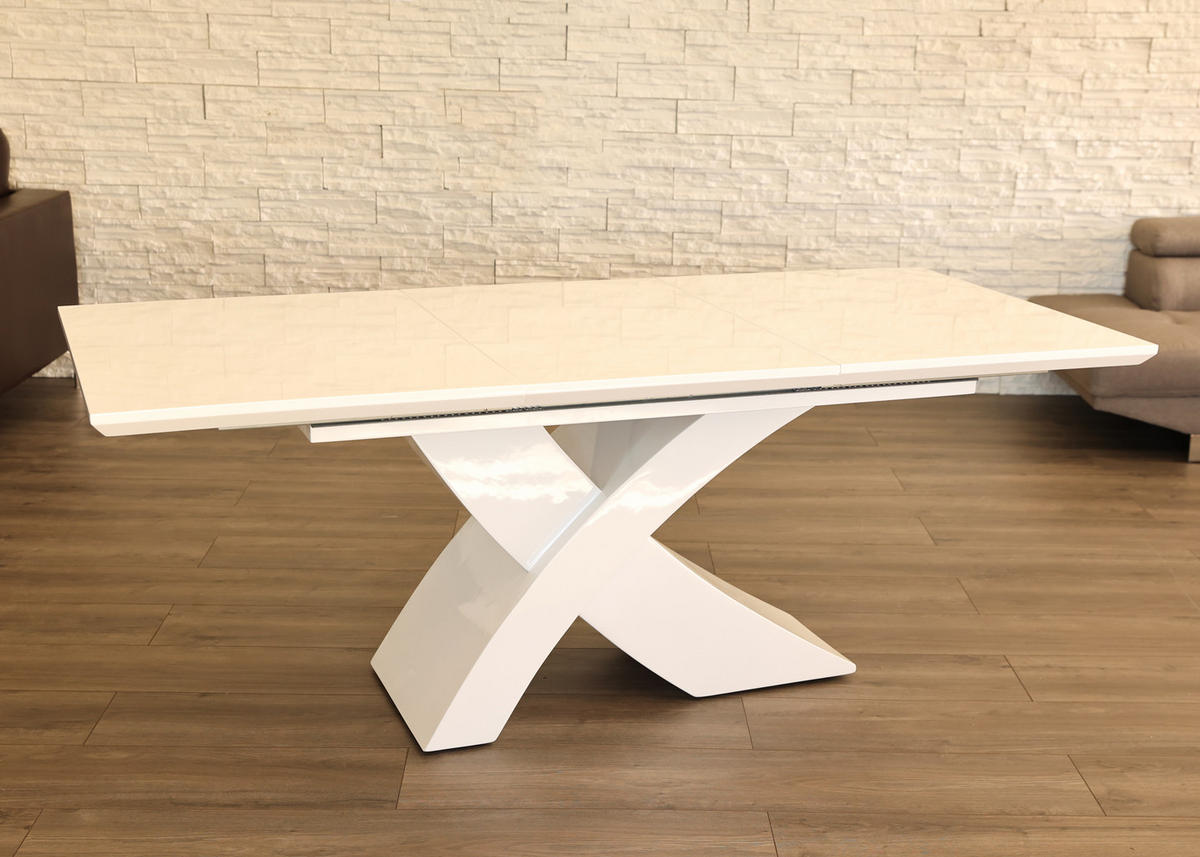 ESSTISCH Nolana 200-240 cm - Weiß Hochglanz, Holzwerkstoff (200/100/76cm) - Sedex