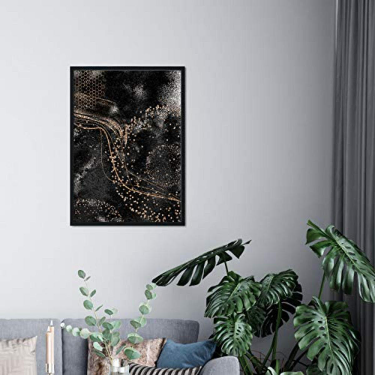 POSTER Set mit 4 Abstrakte Formen und Figuren Braun A4 Schwarzer Rahmen - Schwarz, Papier (29.7/3cm) - Nacnic