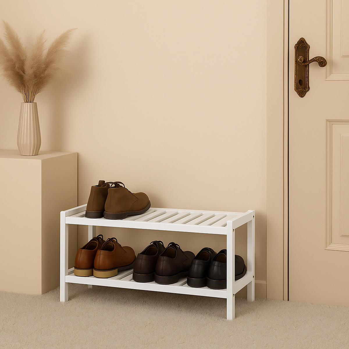 SCHUHREGAL - Weiß, Holz (70/33/26cm) - Relaxdays