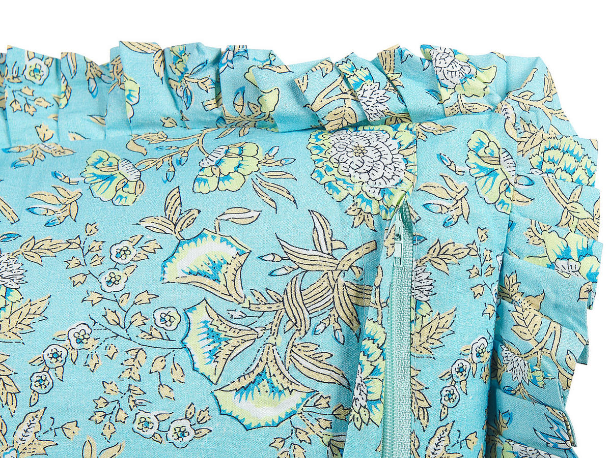 DEKOKISSEN Türkis 45/45 cm Amoena - Türkis, Naturmaterialien/Textil (45/45cm) - Beliani