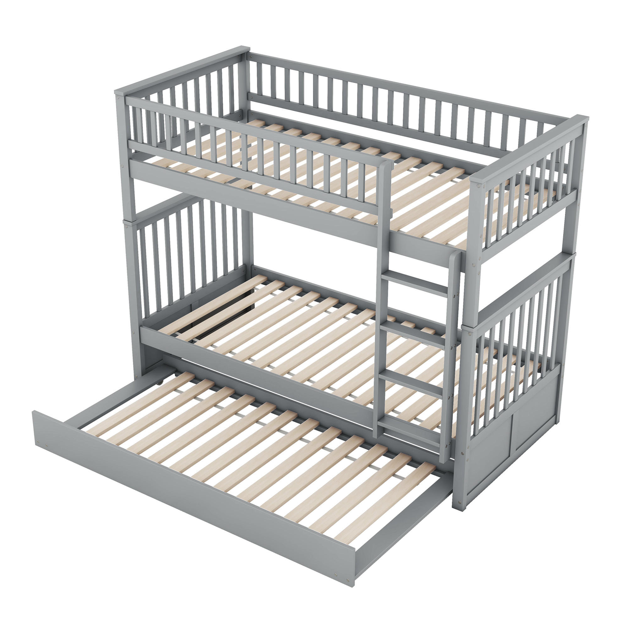 ETAGENBETT 205/95/160 cm aus Kiefernholz und MDF mit Ausziehbett Grau - Grau, Holz (90/200cm) - Modenvie