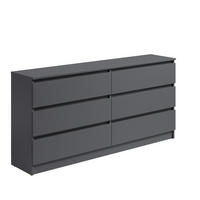 KOMMODE 160 cm Breite 6 Schubladen in Anthrazit - Anthrazit, Holzwerkstoff (160/78/35cm) - Home Collective