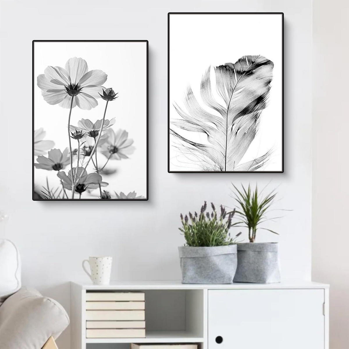 WANDBILD Schmetterling Schwarz-Weiß, Kunstdruck, modern, 3-teilig - Weiß, Papier (3/40cm) - LUXUSKOLLEKTION