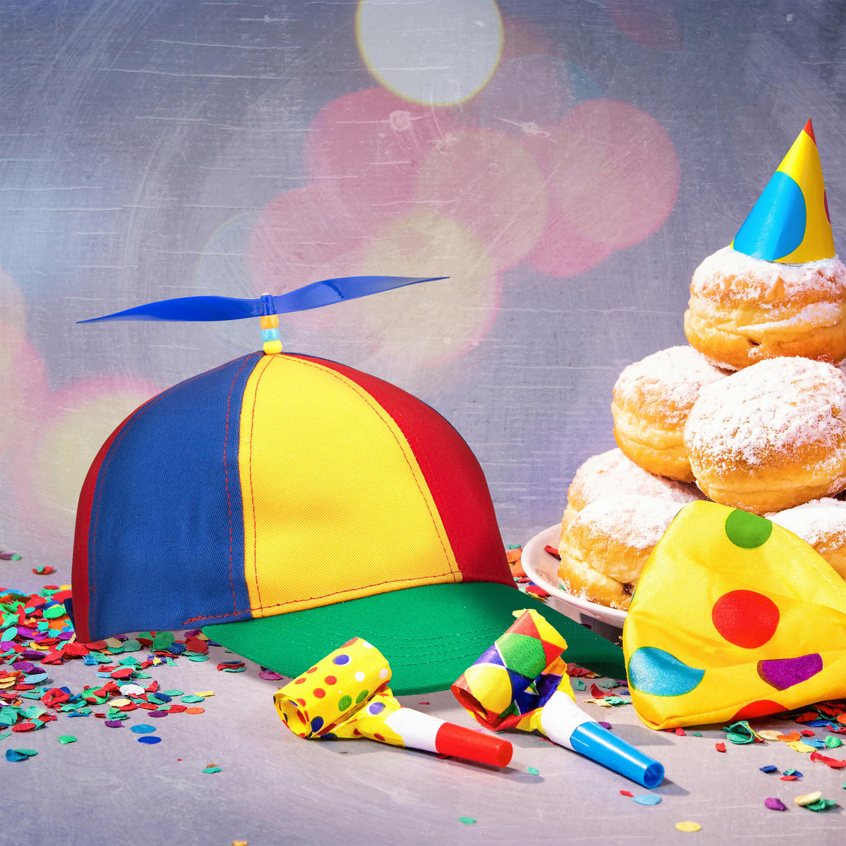 2XPROPELLERMÜTZE - Multicolor, Kunststoff/Textil (17/14/27cm) - Relaxdays