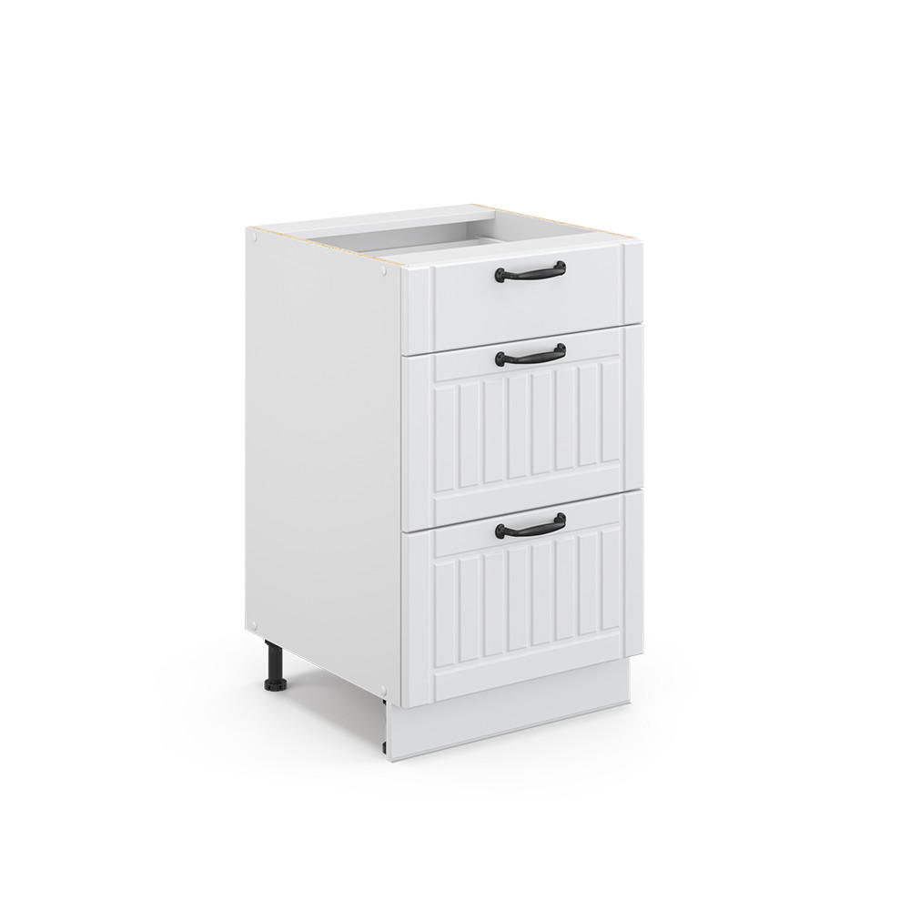 KÜCHENUNTERSCHRANK Fame-Line Weiß Landhaus 50 cm ohne AP - Weiß, Holzwerkstoff (50/82/51.6cm) - Vicco