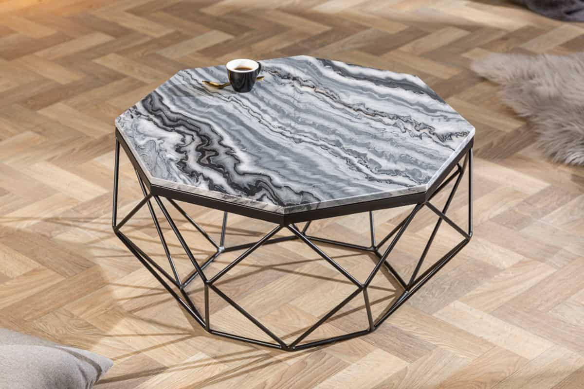 COUCHTISCH DIAMOND Marmor rechteckig Grau 70cm - Grau, Stein/Metall (70/70/38cm) - riess-ambiente