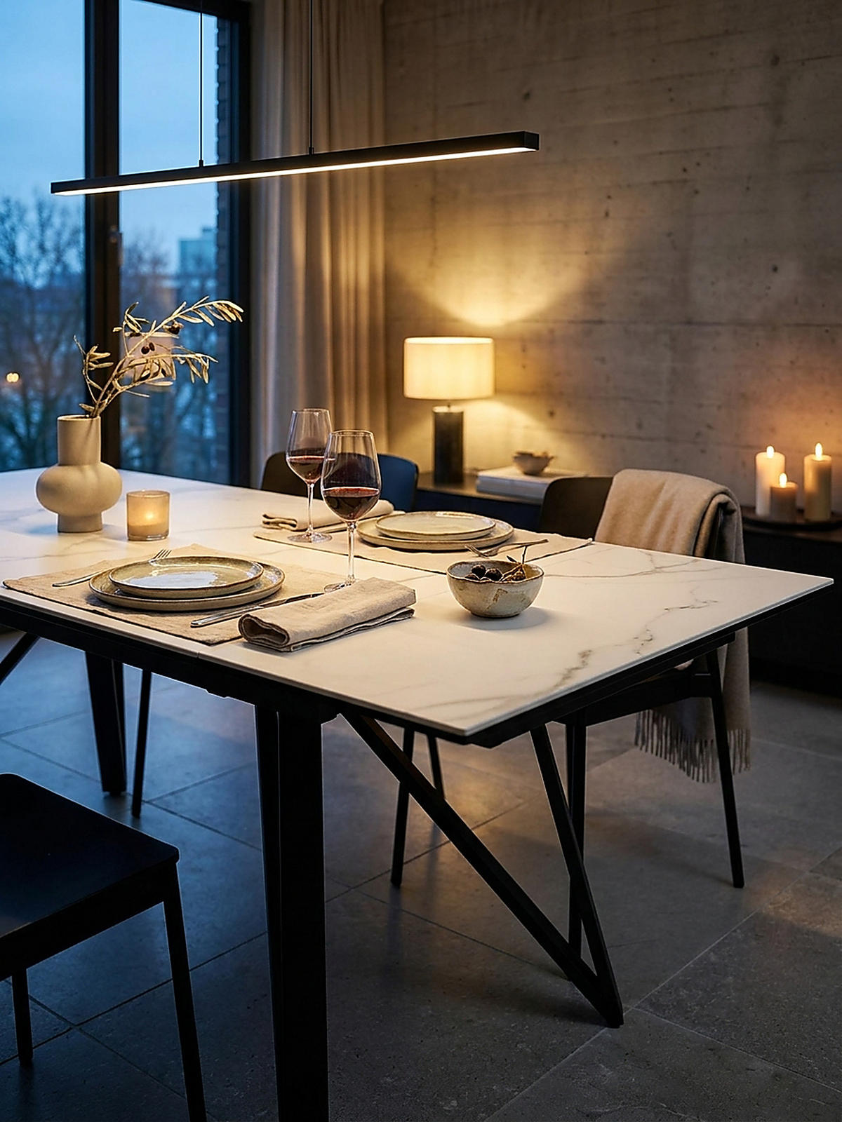 ESSTISCH Ausziehbar Keramik Glas Marmoroptik Rechteckig Groß, Weiß 180x95x76 cm - Schwarz/Weiß, Keramik/Metall (95/180/76cm) - KADIMA DESIGN