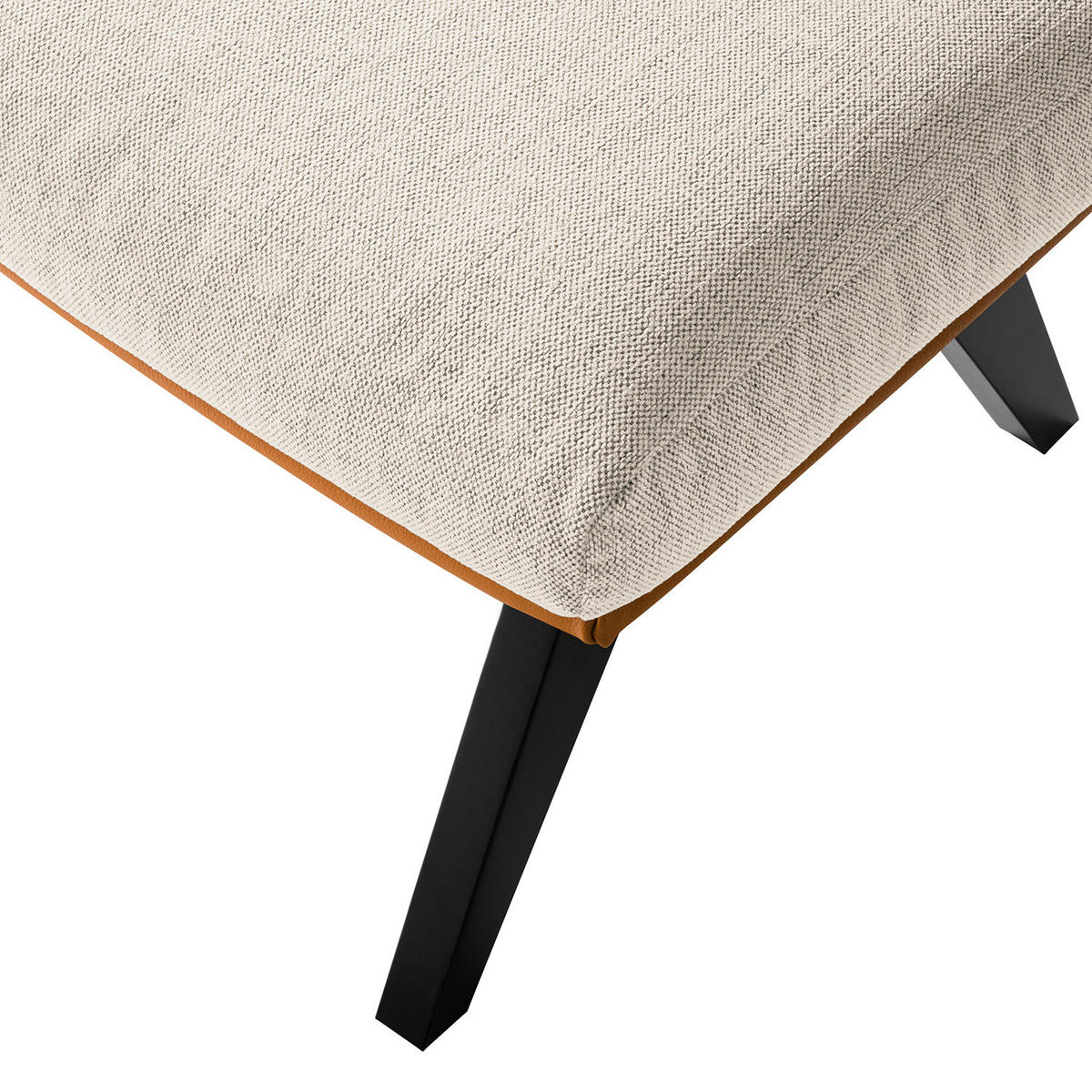 HOCKER mit Holzfüßen - Cognac/Beige, Birkenholz/Textil (54/41/41cm) - home24