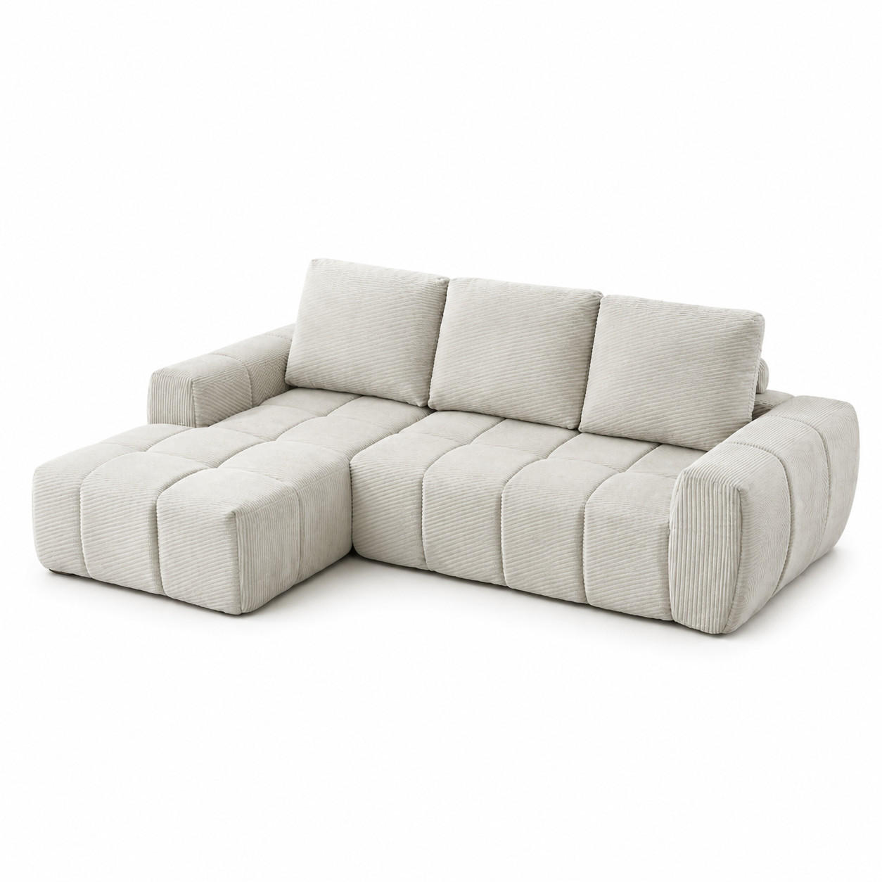 ECKSOFA Cord Beige - Beige, Textil (255/162cm) - WISHDOR