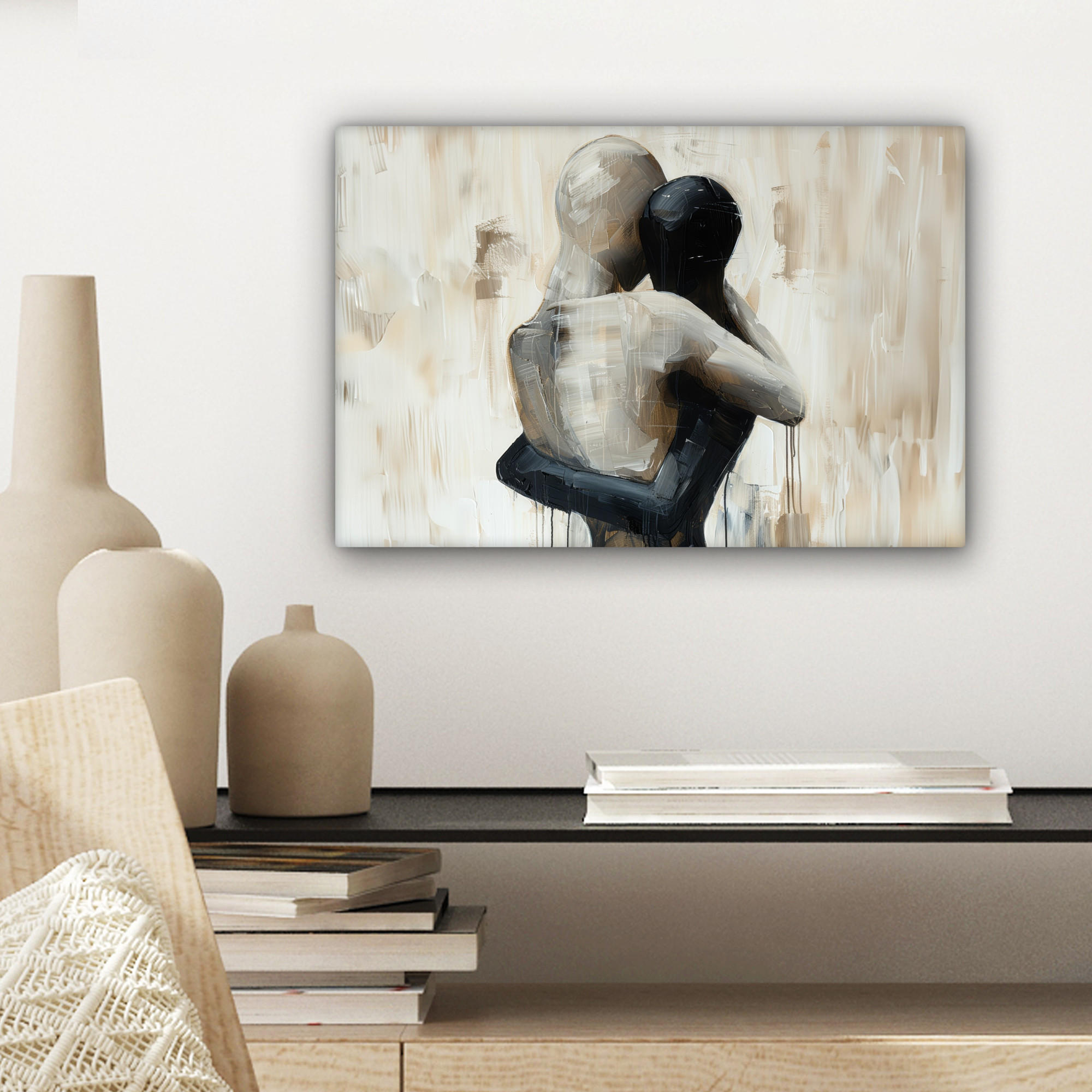 LEINWANDBILD Abstrakt - Liebe - Schwarz und weiß - Modern 30x20 cm - Schwarz, Textil (30/20cm) - MuchoWow